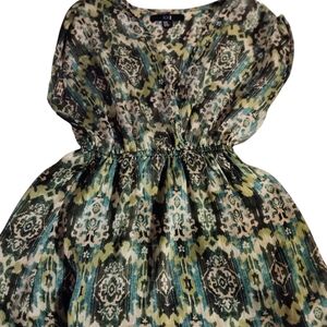 XXI Green Patterned Sleeveless Shirt Blouse Multi Color